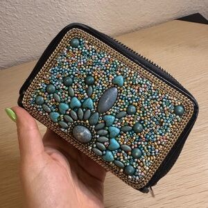 Embellished Black and Gold Women's Clutch